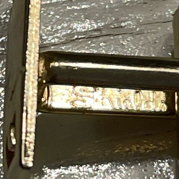 Vintage-1960s-Shields gold tone geometric space age bullet back cuff links - Picture 9 of 13